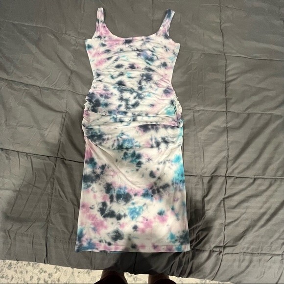 NEW Tie Dye Maternity Tank Dress with Side Ruching Small - Picture 7 of 9